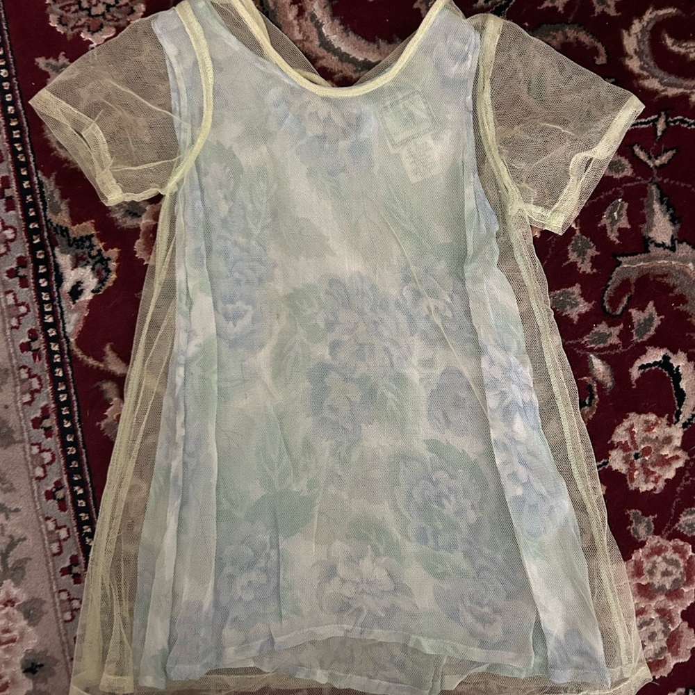 Sheer Toddler Floral Overlay Dress (Vintage)